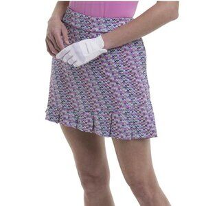 EPNY New Women's Printed Multi Color Pleated Hem Active Skort Skirt